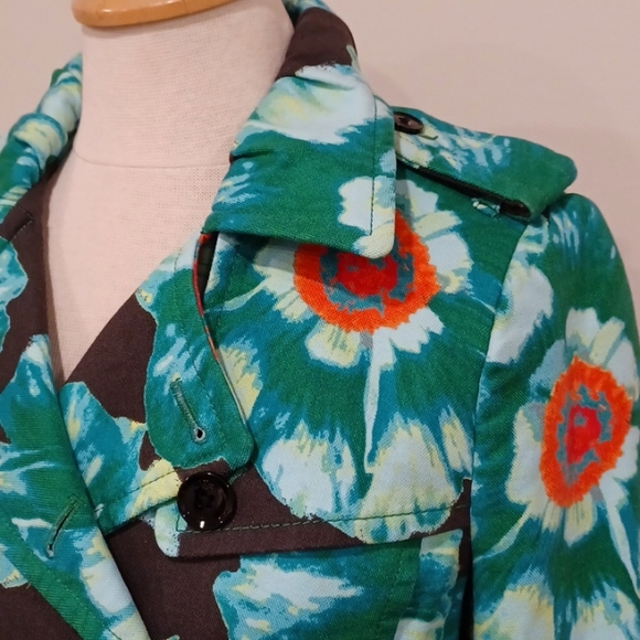 Banana Republic Statement Cotton Blend Floral Trench Coat- Sz. Sm - Picture 4 of 15